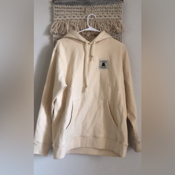 Teddy Fresh Classic Pigment Dyed Hoodie Pullover Sweatshirt Cream Mens Medium - Picture 1 of 4